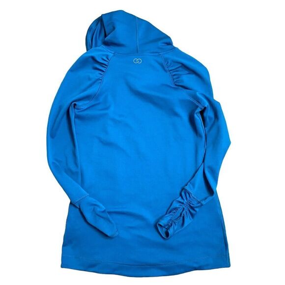 Calia Blue Long Sleeved Athletic Ruched Cowl Funnel Neck Pullover Shirt Small - Picture 3 of 8